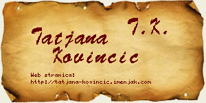 Tatjana Kovinčić vizit kartica